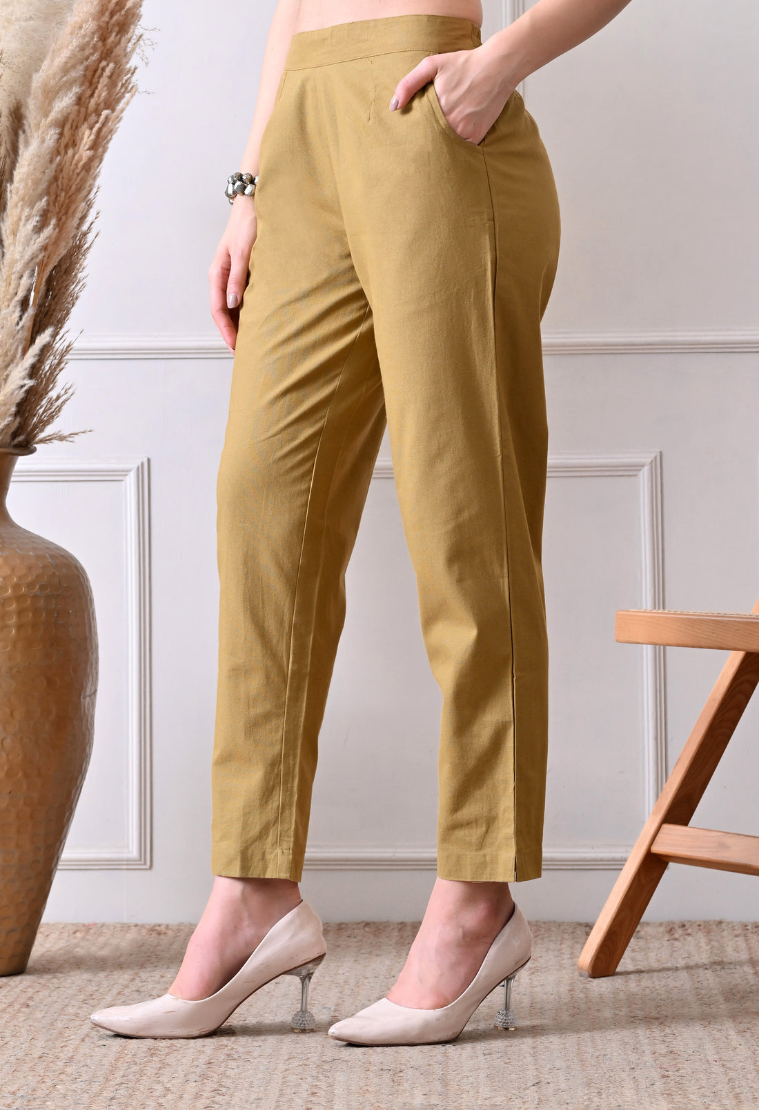 Coffee Brown Everyday Solid Airy Linen Cotton Pant