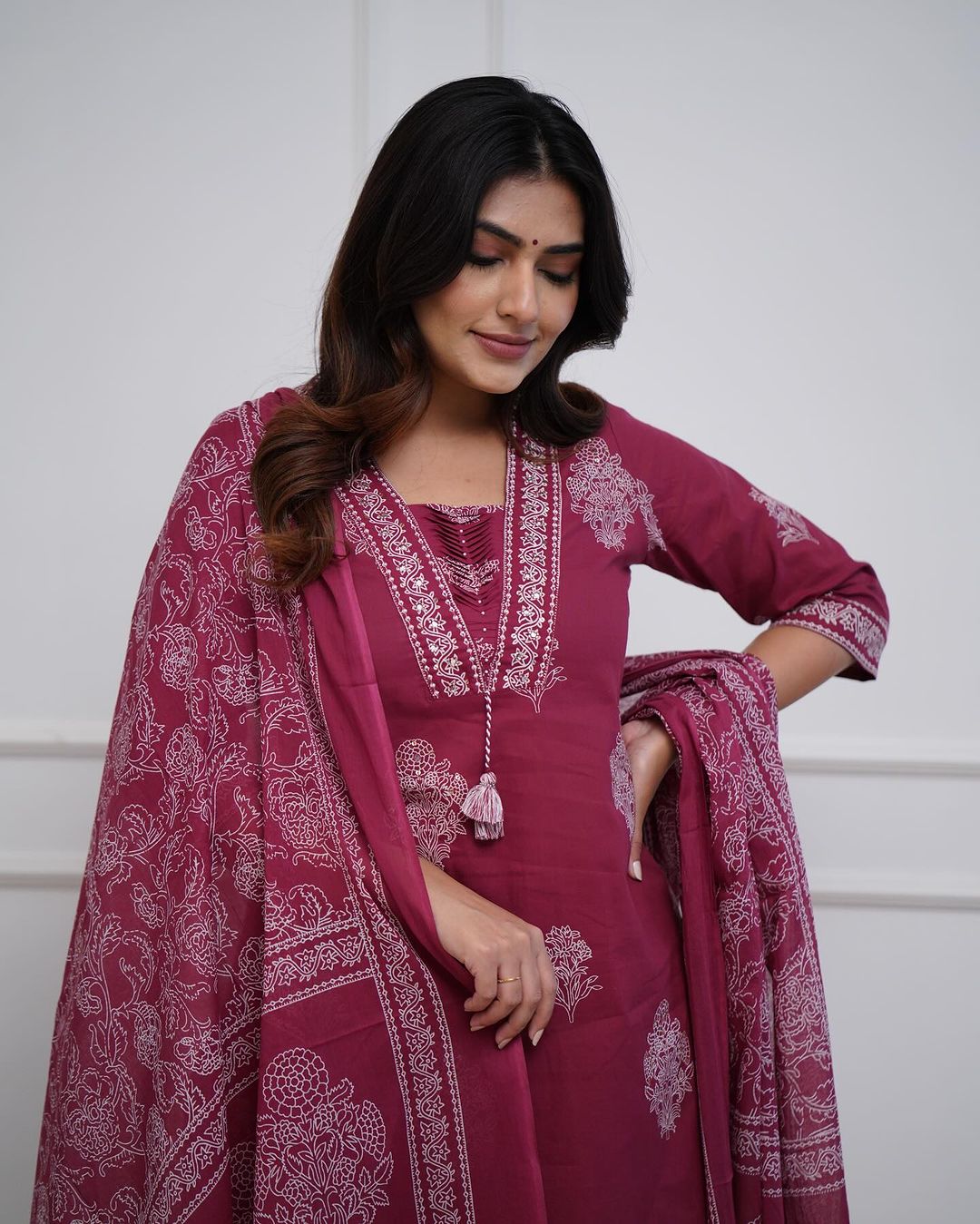 MAROON KURTA PENT WITH DUPATTA